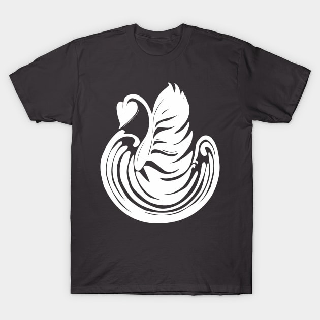 Barista Latte Art Coffee lovers Swan LATTE T-Shirt by SusanaDesigns